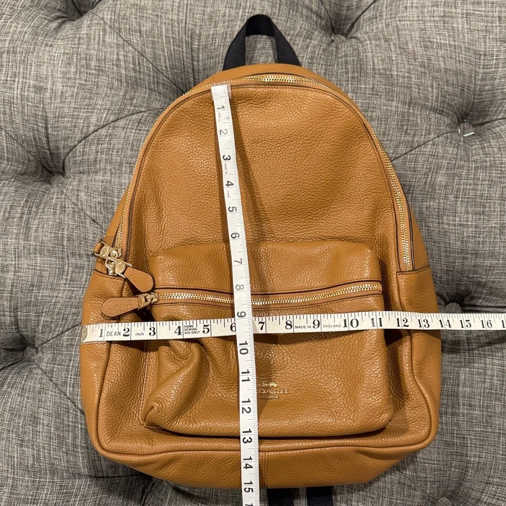 Coach Backpack Tan Pebbled Leather Large Charlie Backpack - Picture 17 of 17